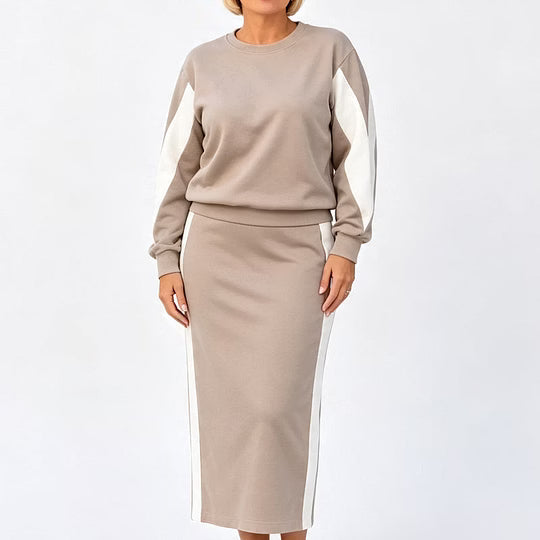 Kaat - Ensemble Deux Pièces en Maille à Motif Bicolore pour Femme