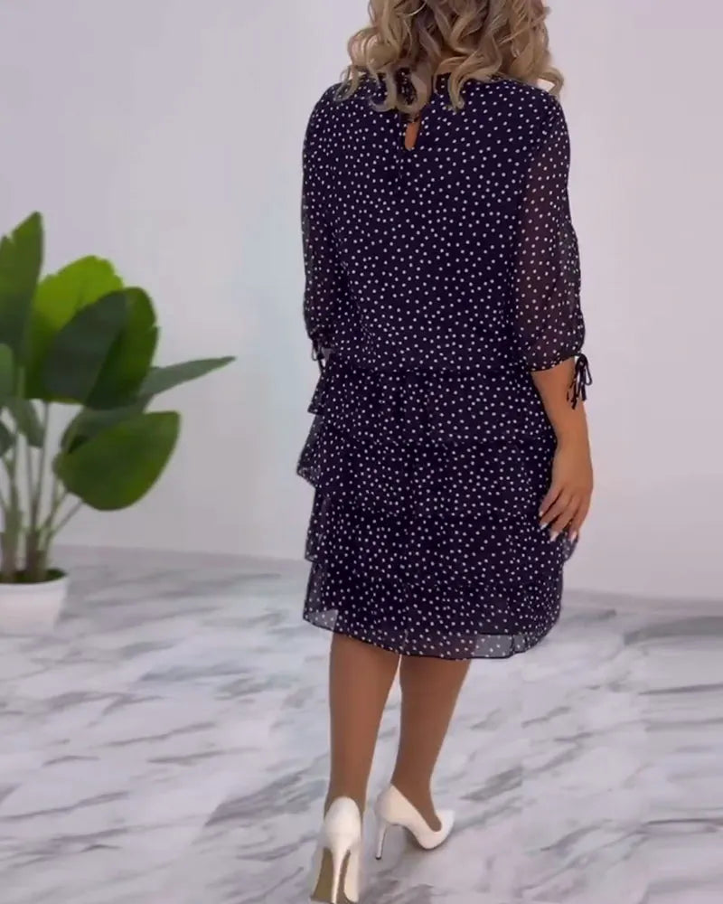 Fallon - Robe femme à pois avec manches en dentelle