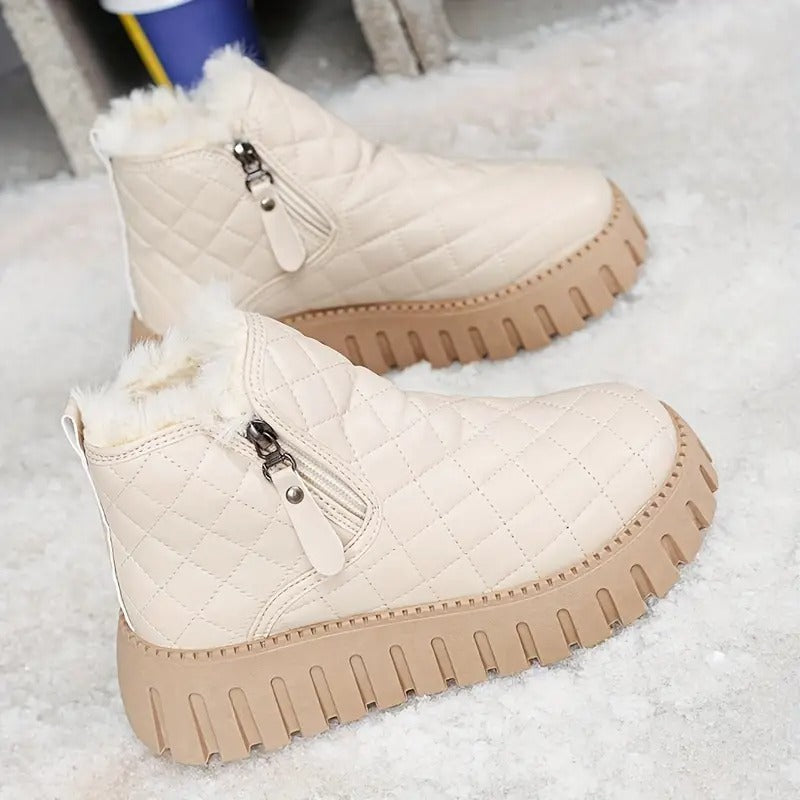 Riviana - Bottes d’hiver pour femme en cuir avec soutien orthopédique