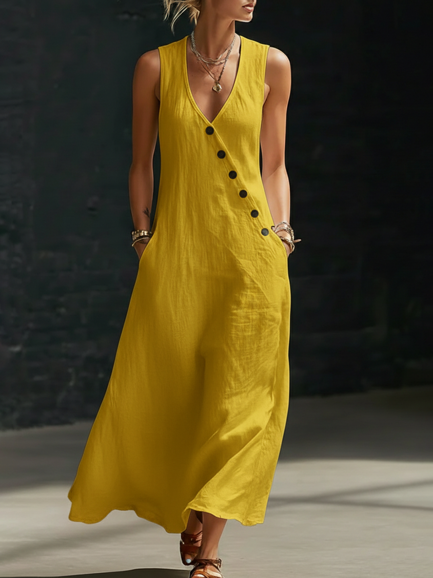 Fazira - Robe Femme Maxi Boutonnée Coupe Fluide Confort Quotidien