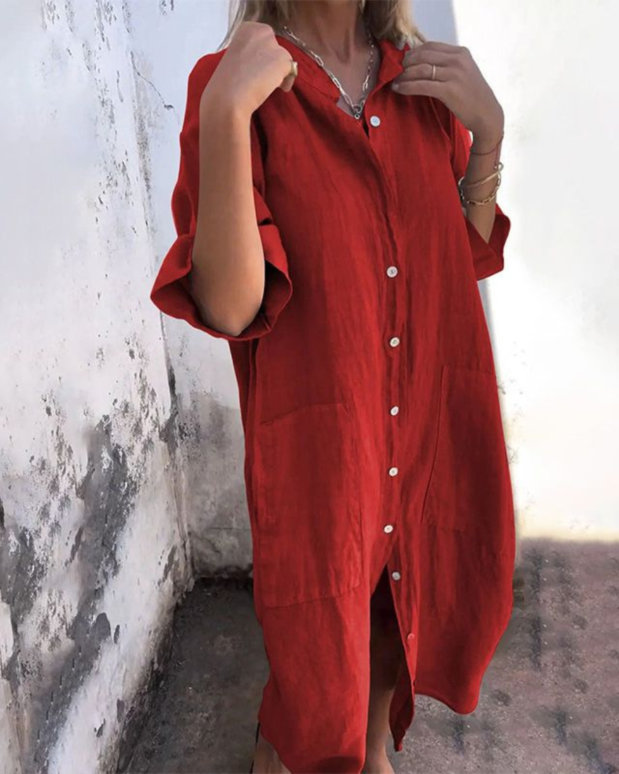 Yasmina - Robe Chemise Décontractée Style Ibiza