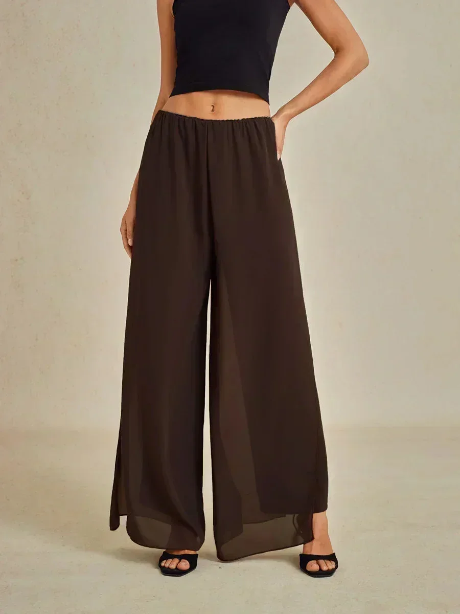 Marilivra - Pantalon À Jambes Droites Avec Fente En Chiffon