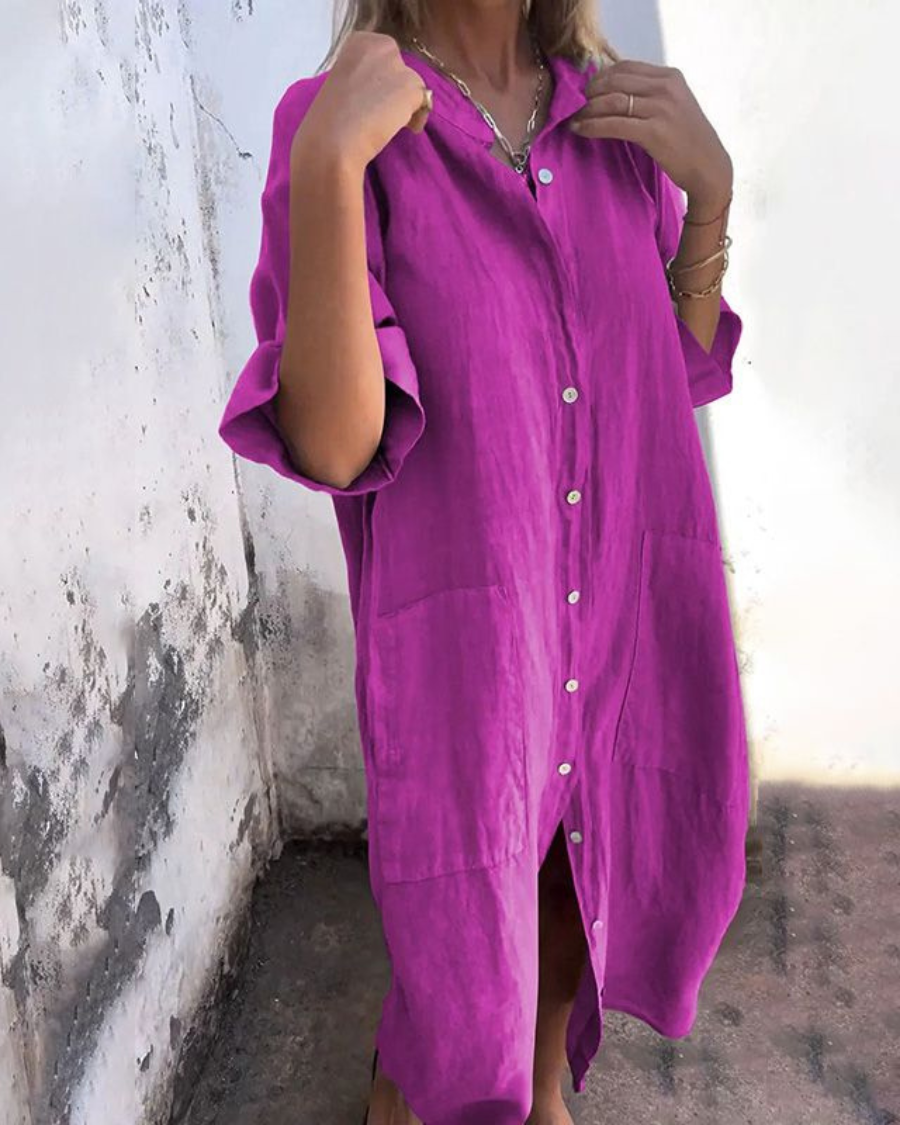 Yasmina - Robe Chemise Décontractée Style Ibiza