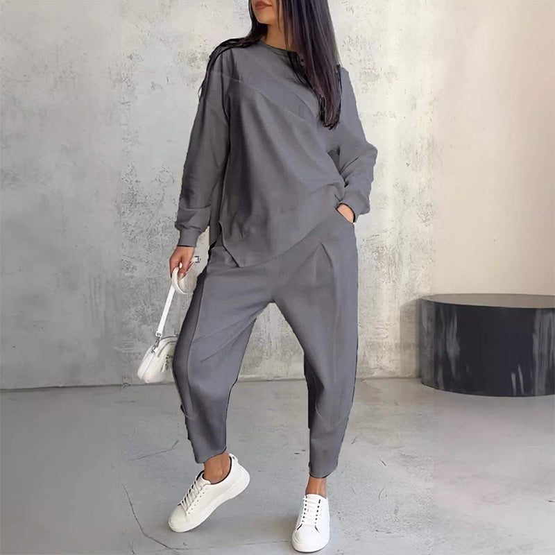 Evanna - Ensemble femme sweat asymétrique avec pantalon confortable