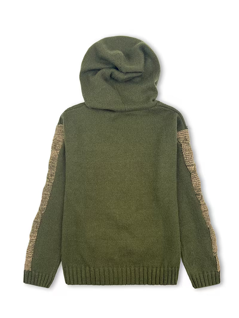 Helmira - Pull Tricoté à Capuche Motif Tressé
