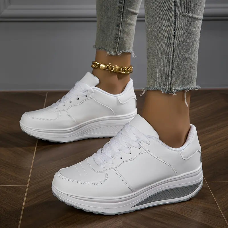 Brelina - Baskets femme plateforme lacets cuir synthétique confort quotidien