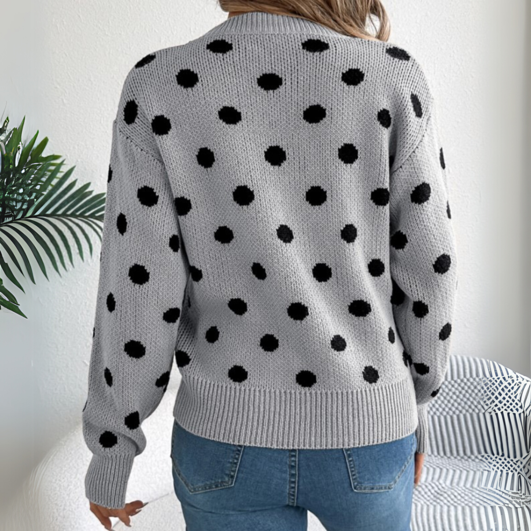 Maud - Pull Tricoté à Pois Élégant et Confortable