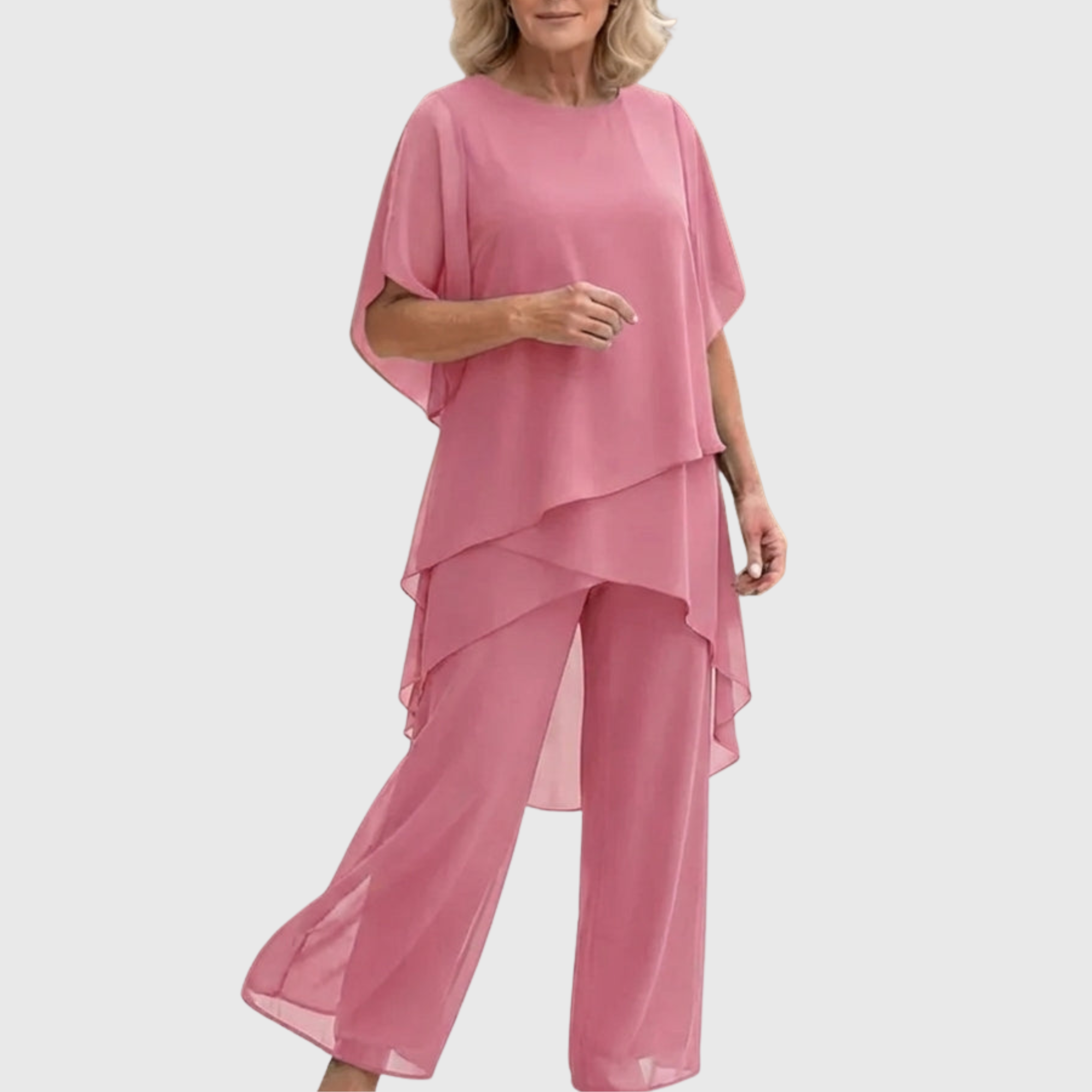 Fosira - Ensemble Femme Élégant Drapé Pantalon Palazzo Fluide