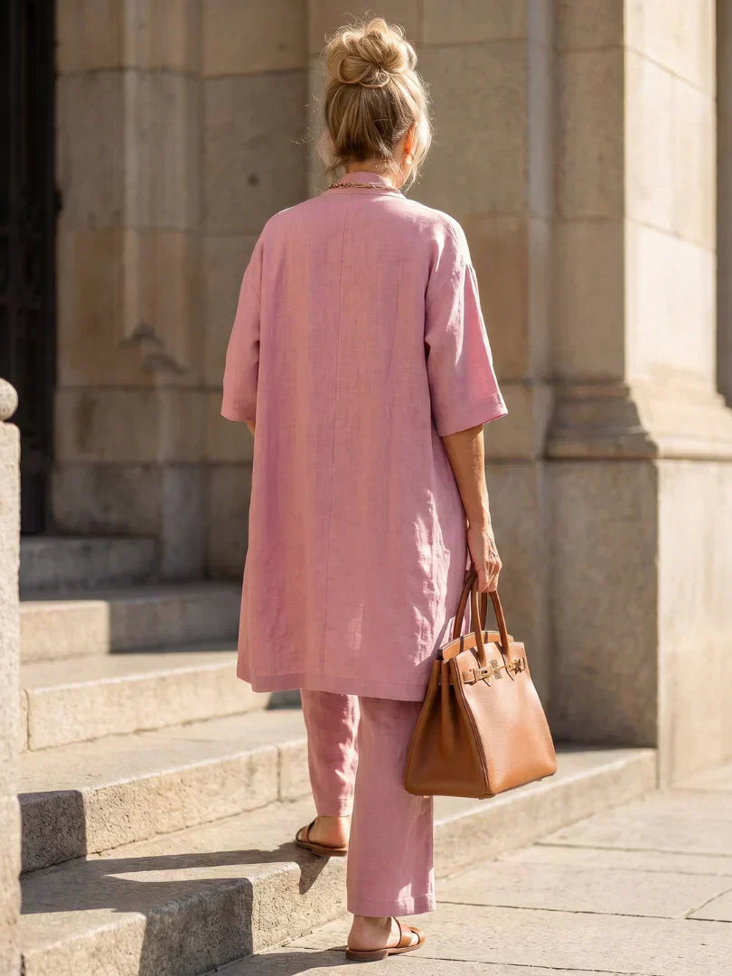 Faevina - Ensemble femme léger avec kimono, haut et pantalon
