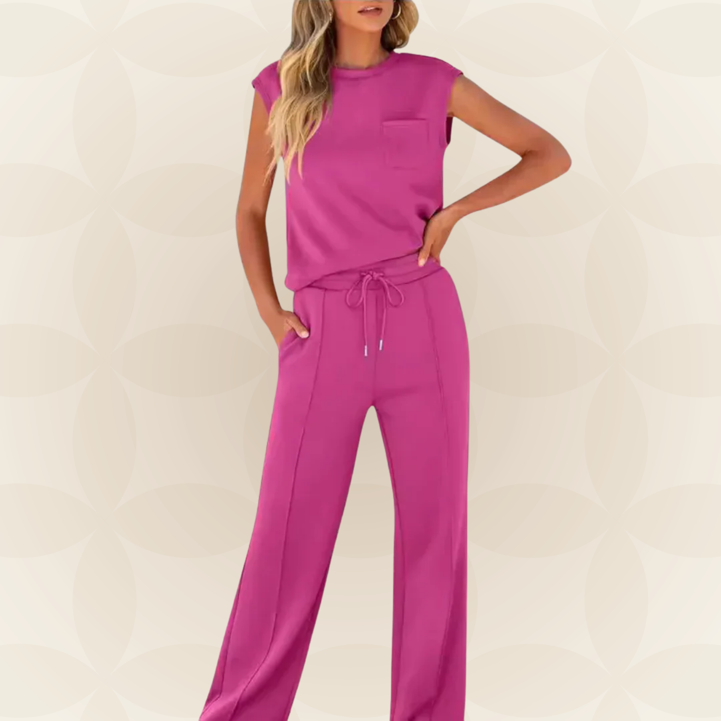 Rovessa - Ensemble détente femme deux pièces avec pantalon large