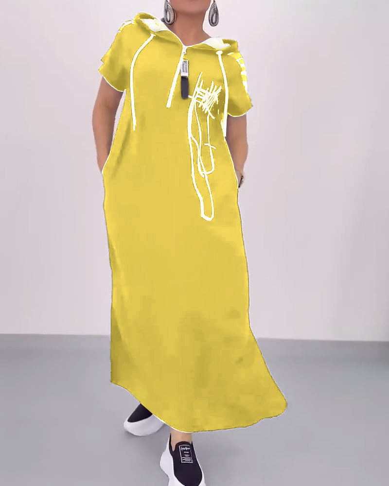Ilana - Robe Maxi à Contrastes et Fermeture Éclair