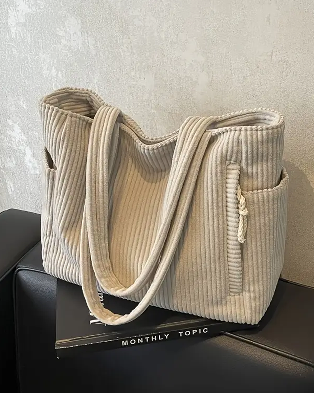 Gisara - Sac fourre-tout côtelé avec détail en corde