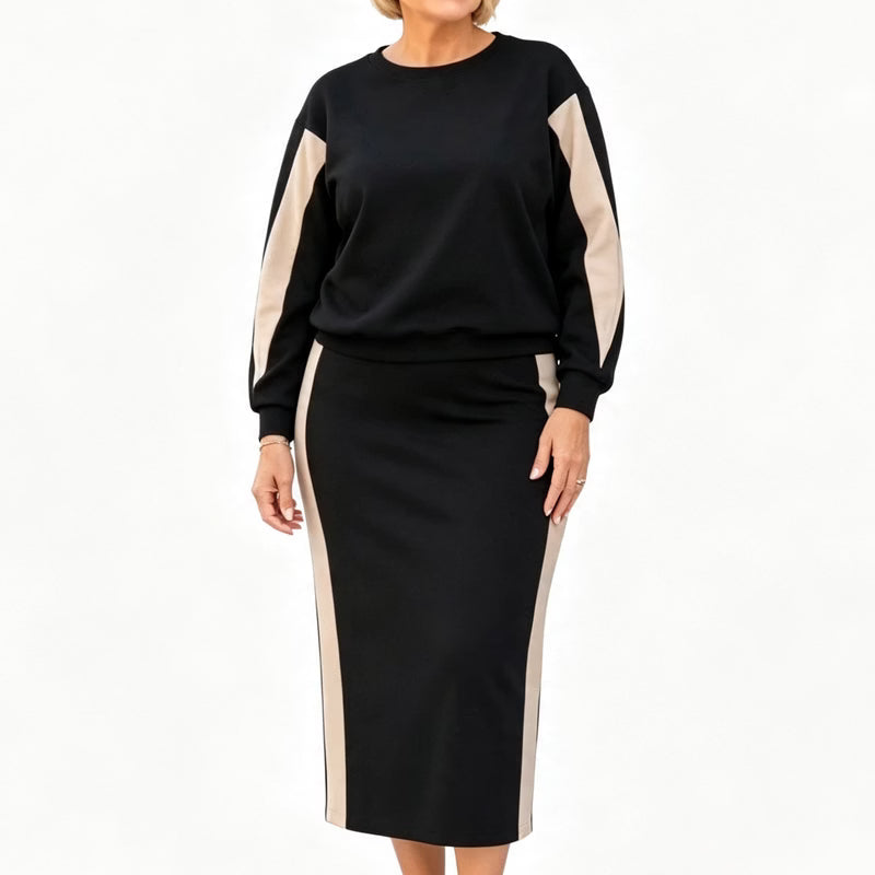 Kaat - Ensemble Deux Pièces en Maille à Motif Bicolore pour Femme
