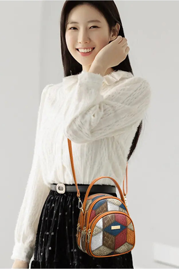 Veerle - Sac femme patchwork en PU avec bandoulière
