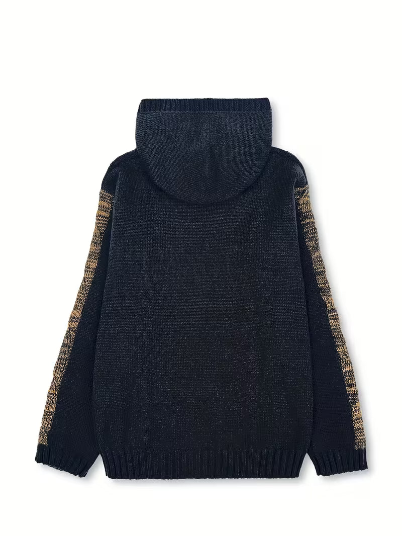 Helmira - Pull Tricoté à Capuche Motif Tressé