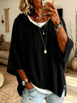 Vérène - Pull à capuche femme oversize en maille douce