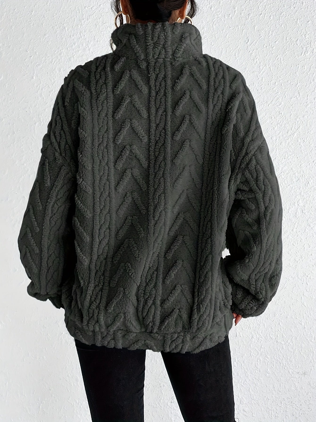 Claudette - Sweatshirt Luxe en Fleece à Tricot Cable
