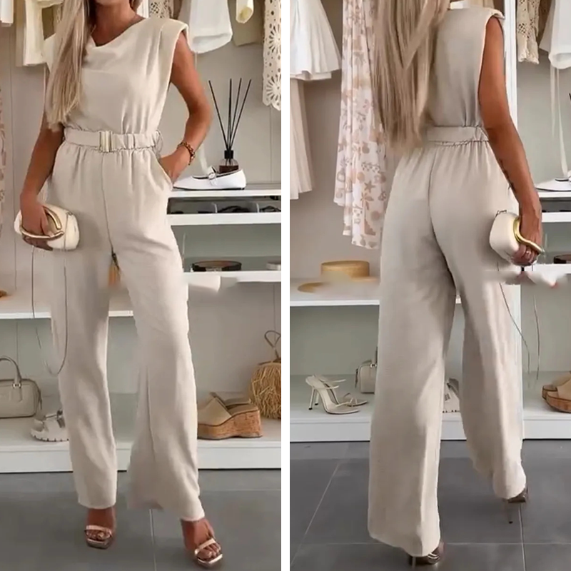 Loxellea - Combinaison Femme Fluide Taille Marquée Élégante Usage Quotidien