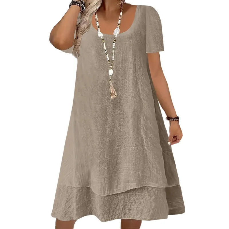 Briellea - Robe femme ample à col rond et manches courtes