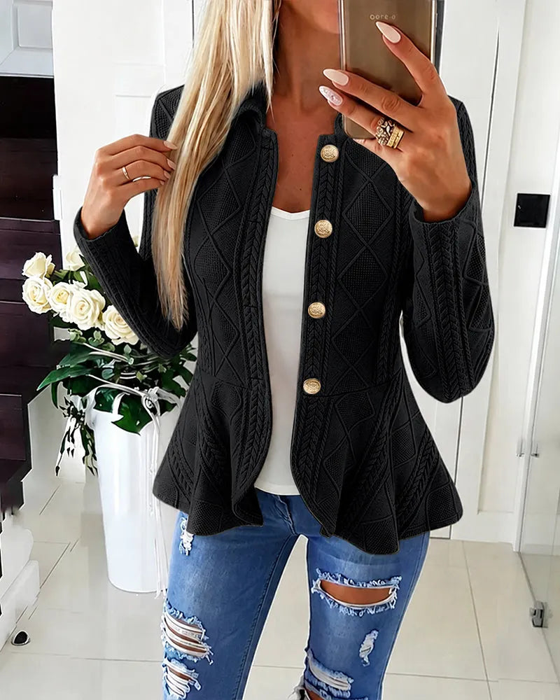 Geeske - Cardigan femme à motif chevron et argyle avec col rabattu