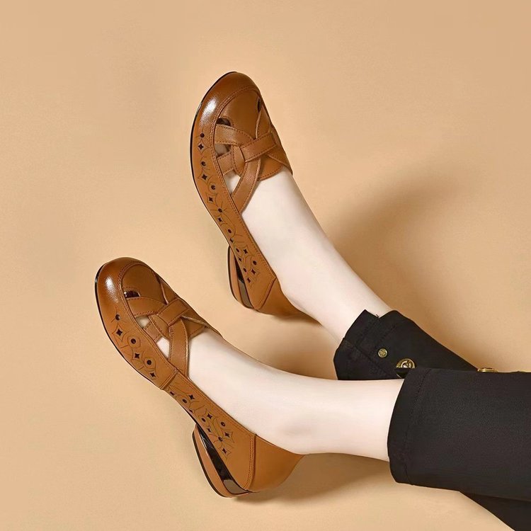 Kavrine - Chaussures Plates Femme Cuir Découpé Élégant Slip-On