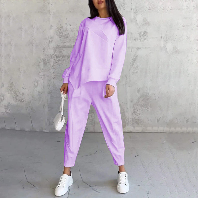 Evanna - Ensemble femme sweat asymétrique avec pantalon confortable