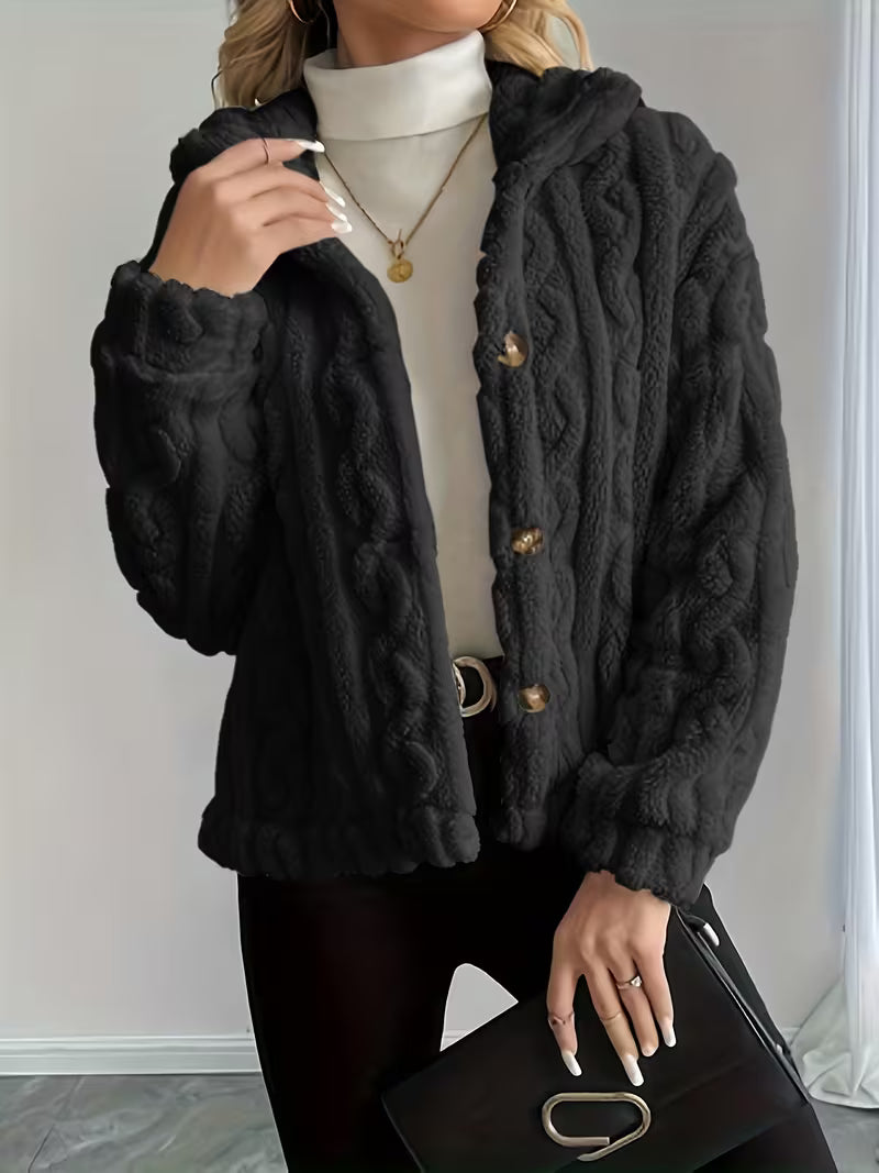 Nelle - Veste teddy femme texturée à boutons