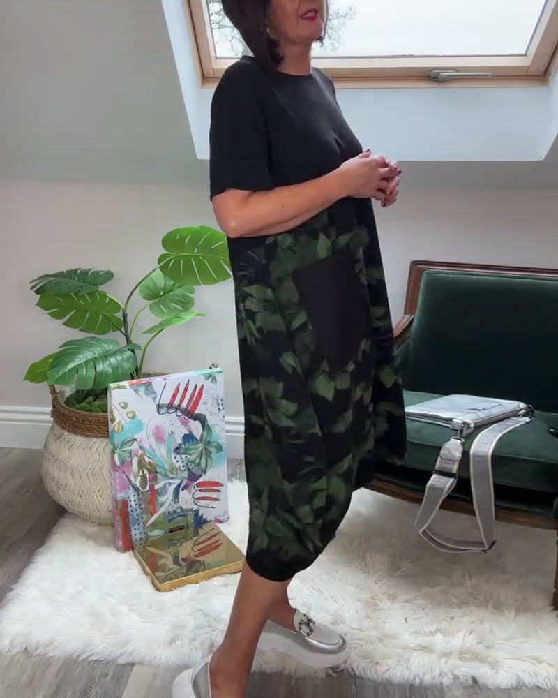 Fien - Robe Décontractée Patchwork à Imprimé Fleuri