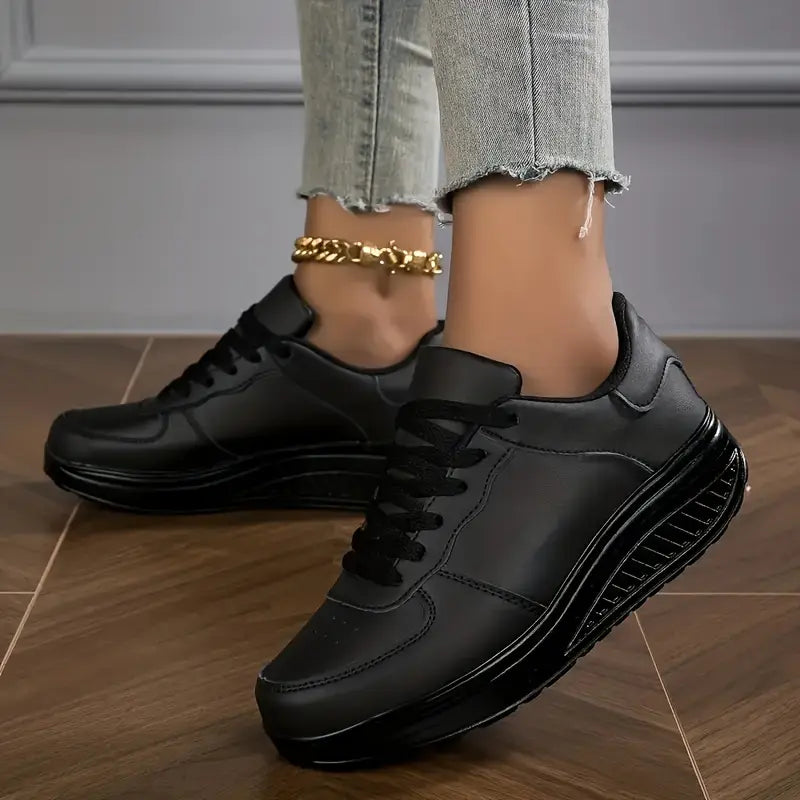 Brelina - Baskets femme plateforme lacets cuir synthétique confort quotidien