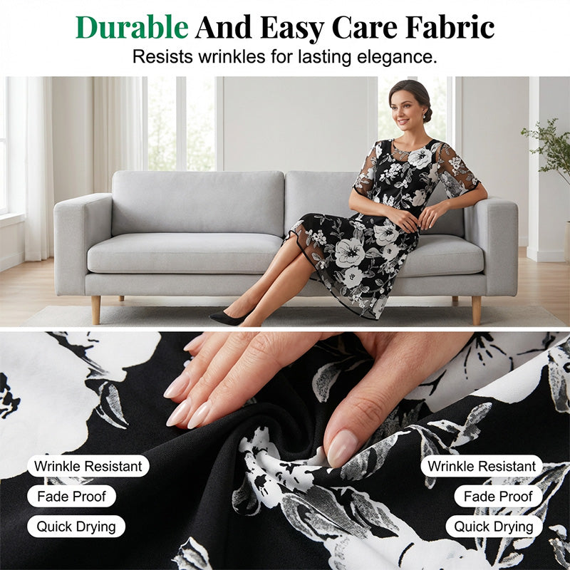 Loryxa - Robe femme chiffon floral élégante coupe fluide soirée