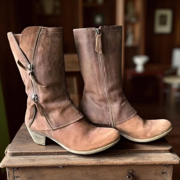 Anerisse - Bottes d’hiver pour femme en cuir imperméable au style intemporel