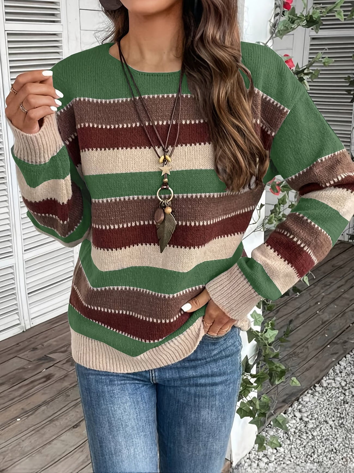 Lucette - Pull femme rayé en maille à manches longues