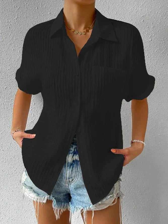 Plyora - Chemisier Femme Ample Boutonné Col Classique Style Casual