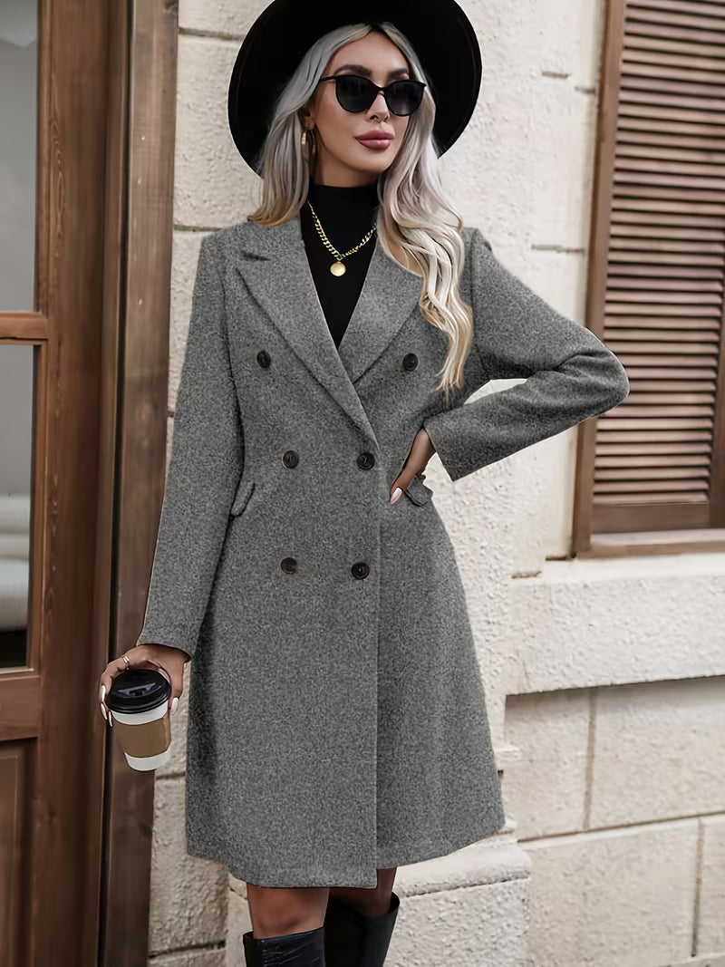 Quinella - Trench-coat femme uni à double boutonnage
