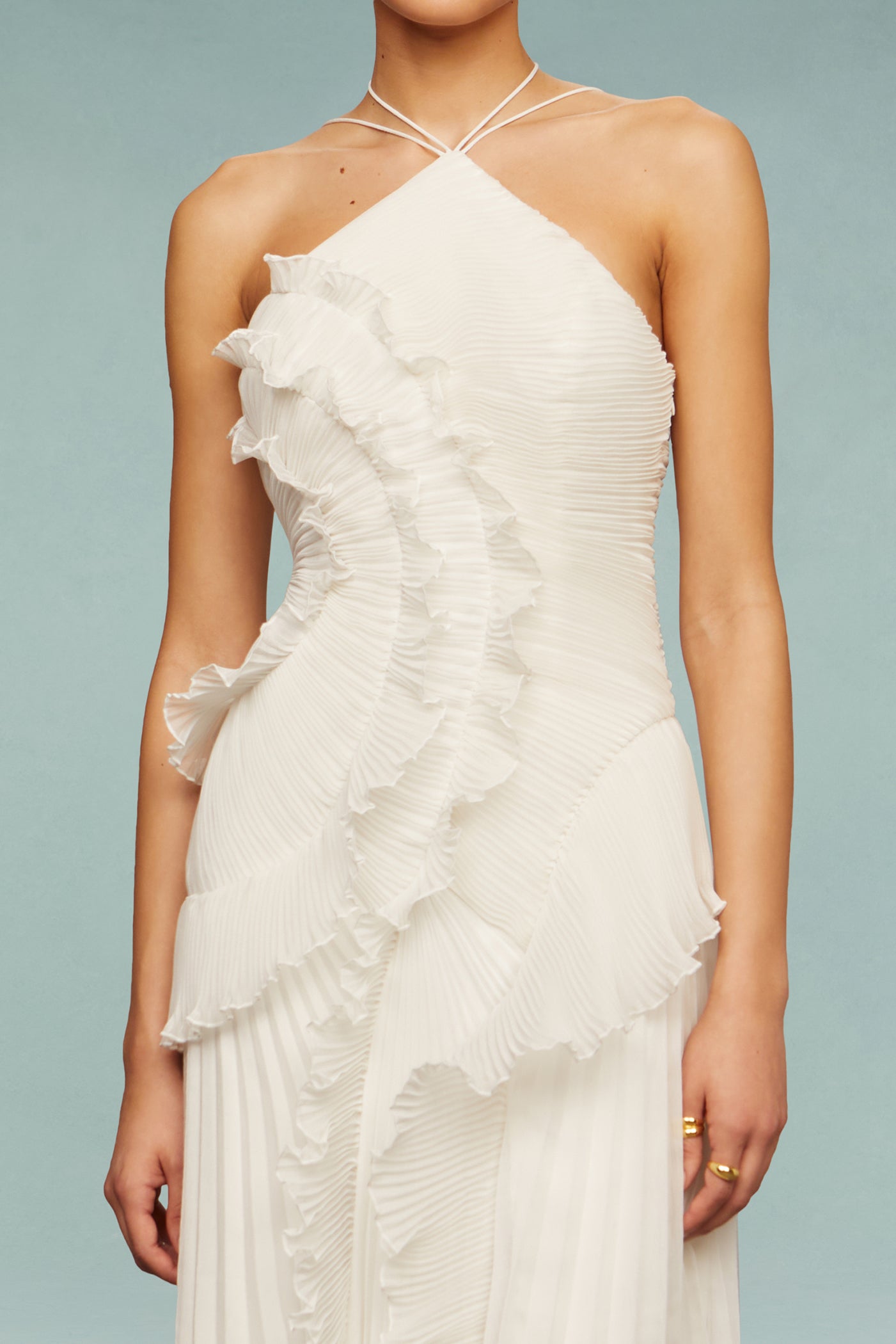 Bravielle - Robe longue femme plissée avec volants asymétriques élégants