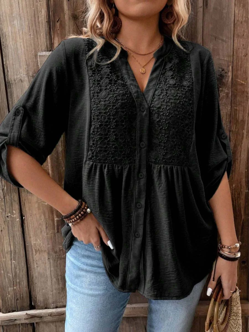Hylora - Blouse Élégante à Décolleté V avec Boutons