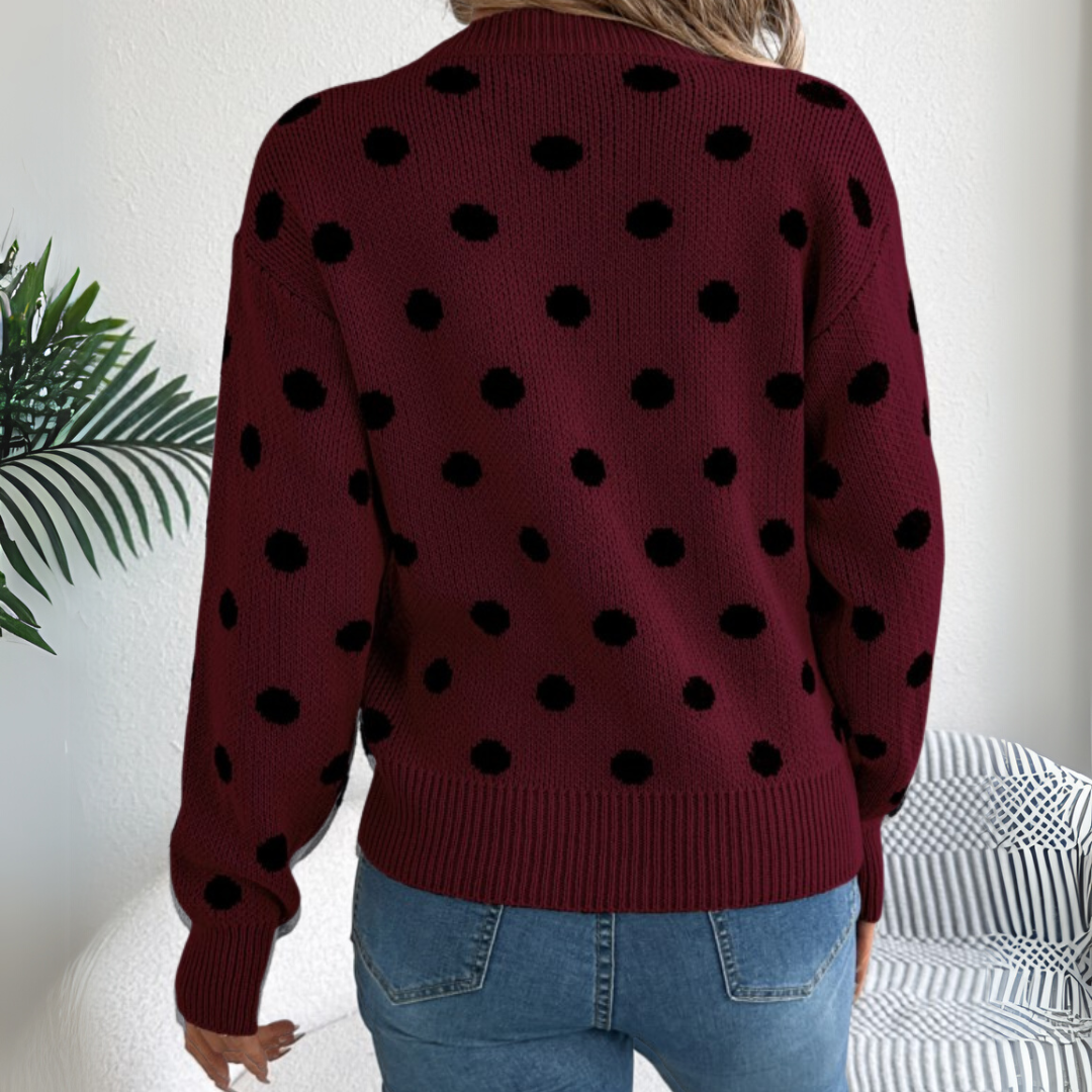 Maud - Pull Tricoté à Pois Élégant et Confortable