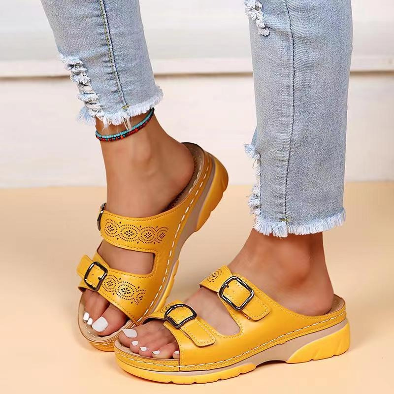 Elarith - Sandales femme orthopédiques confortables avec double bride réglable