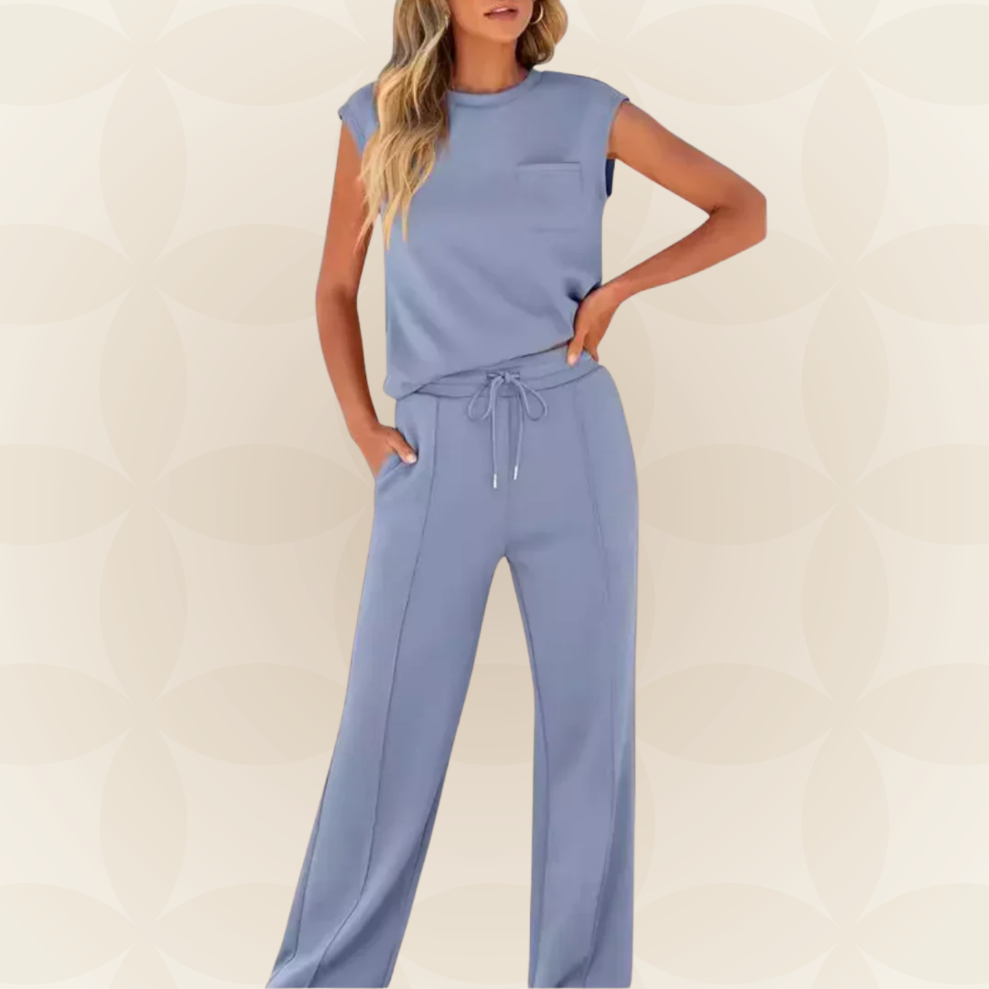 Rovessa - Ensemble détente femme deux pièces avec pantalon large