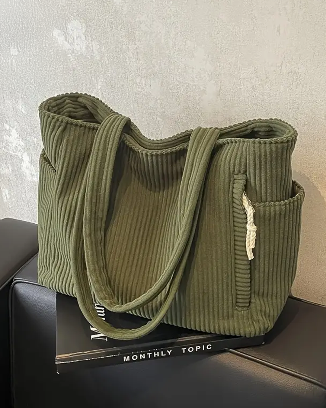 Gisara - Sac fourre-tout côtelé avec détail en corde