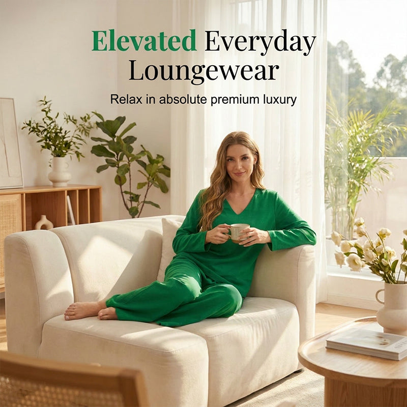 Sovalyne - Ensemble femme décontracté à col en V et pantalon large fluide
