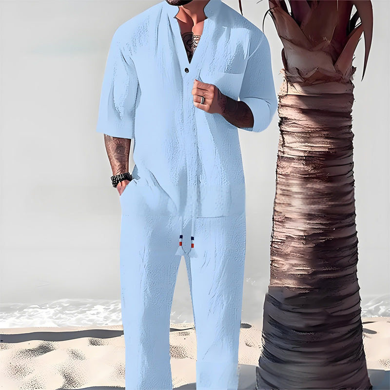Victor - Ensemble deux pièces en coton pour hommes : haut et pantalon