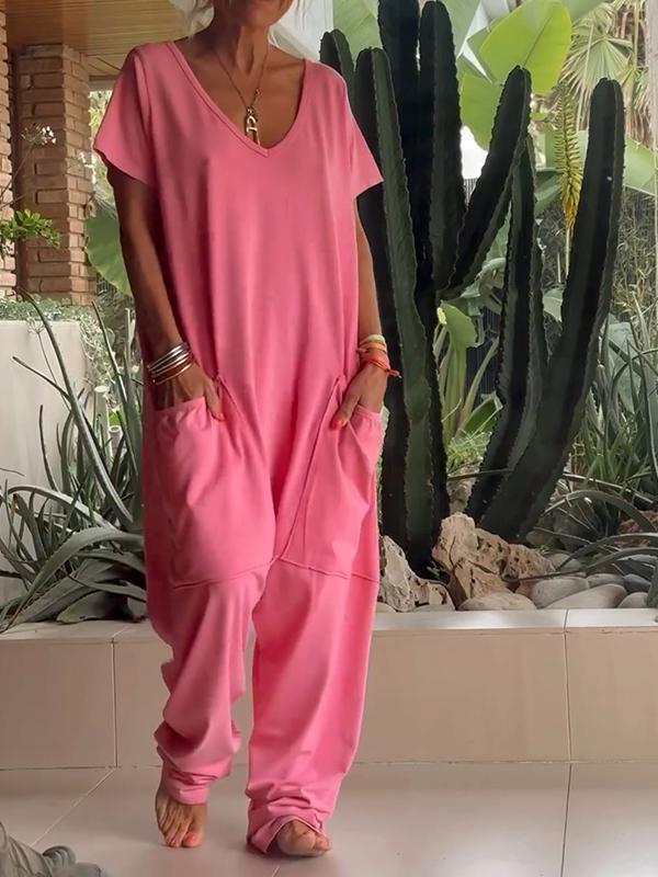 Zaria - Combinaison Élégante à Col V : Un Style Simple, Sophistiqué et Polyvalent