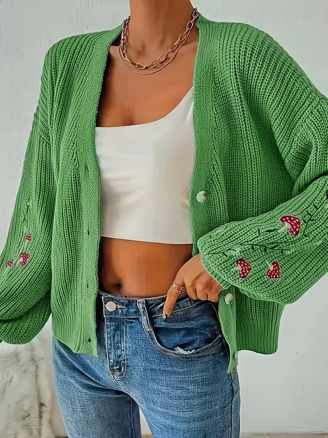Romilly - Cardigan Brodé Champignon