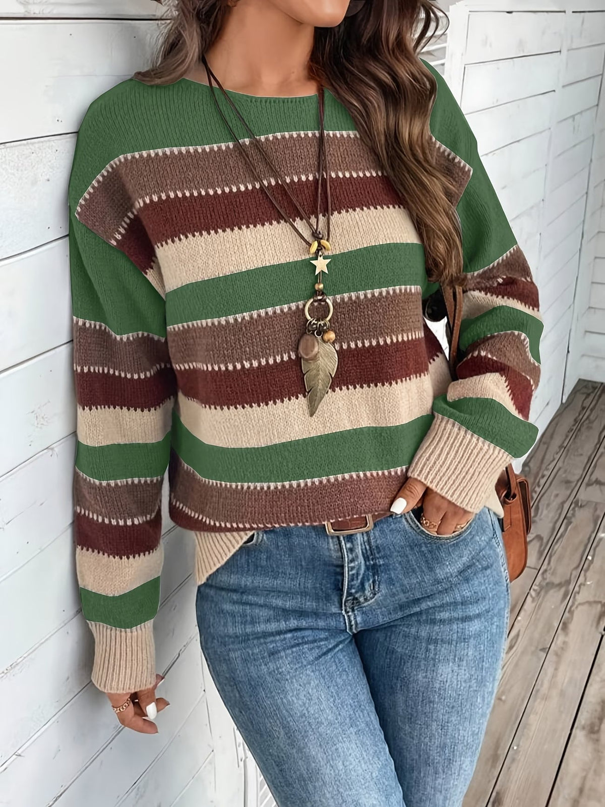 Lucette - Pull femme rayé en maille à manches longues