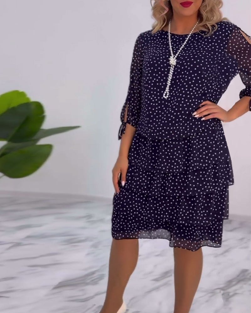 Camille - Robe à Pois Superposée Festive
