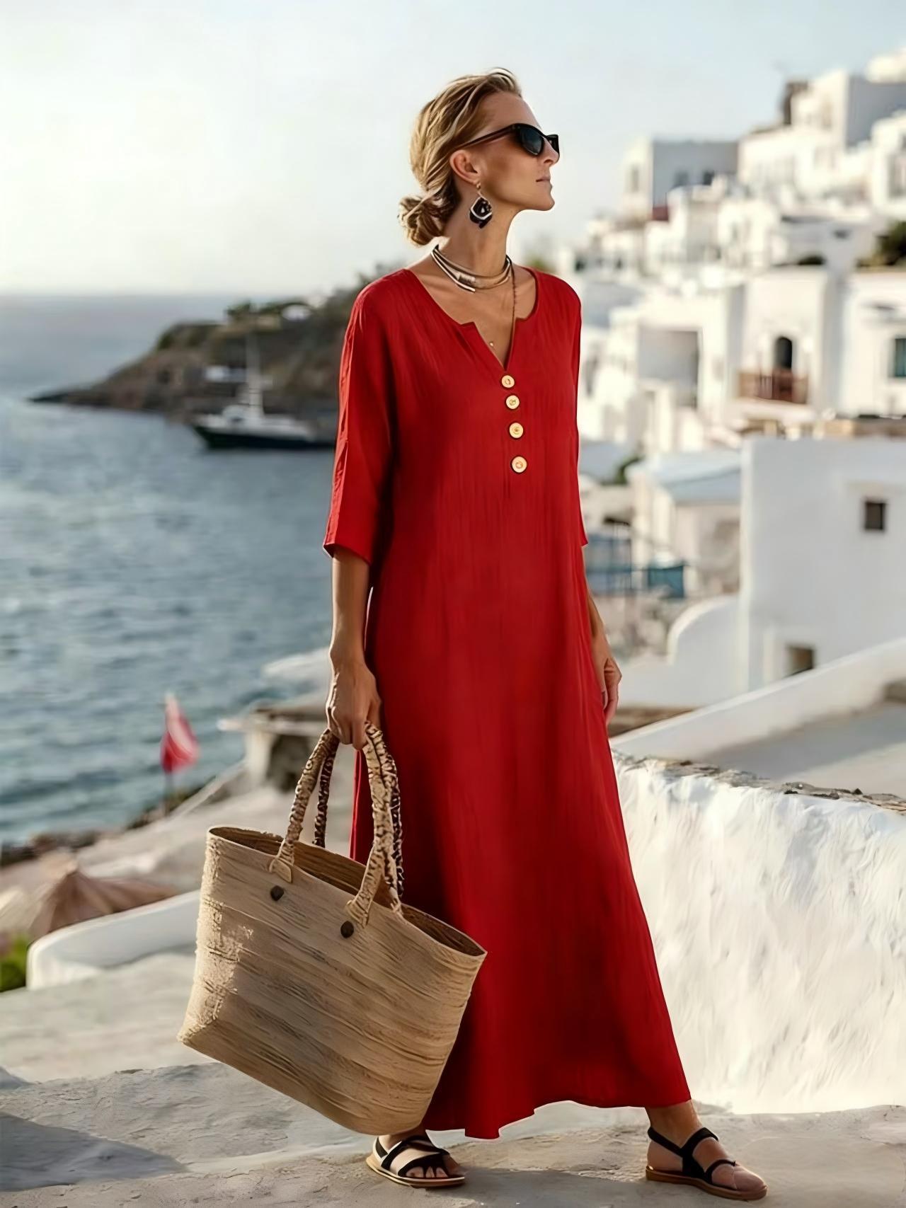 Ilyxa - Robe Femme Longue Lin Confort Fluide Pour Été Quotidien