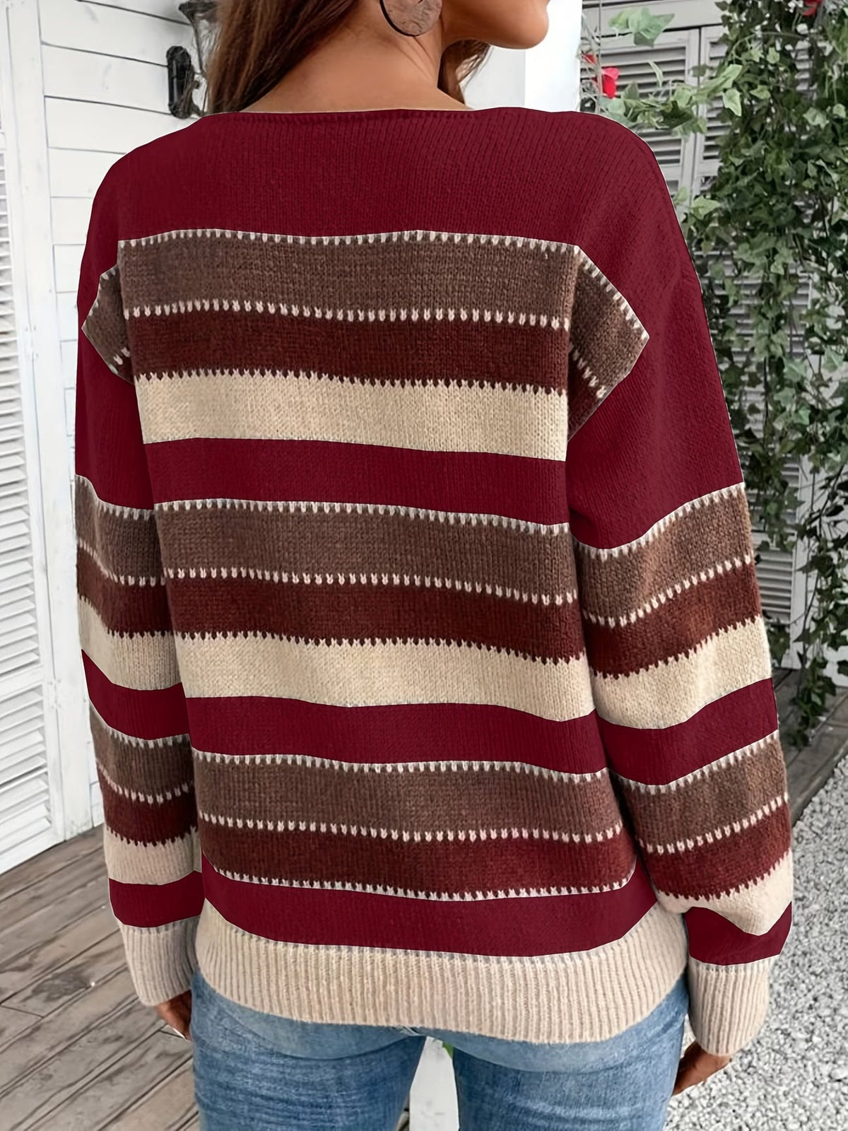 Lucette - Pull femme rayé en maille à manches longues