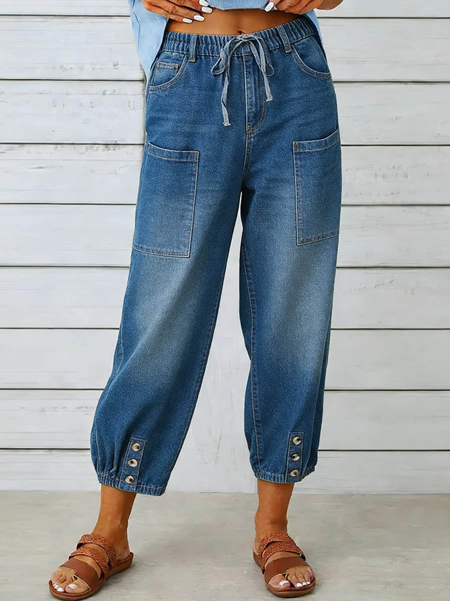 Elythia - Jean Femme Taille Haute Coupe Large Denimstyle Confort Quotidien