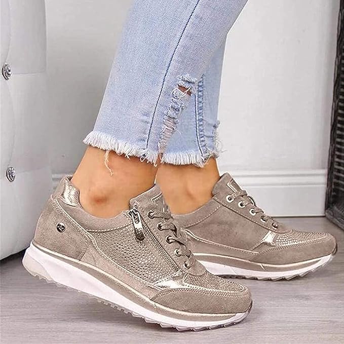 Ellemieke - Baskets femme orthopédiques avec zip latéral